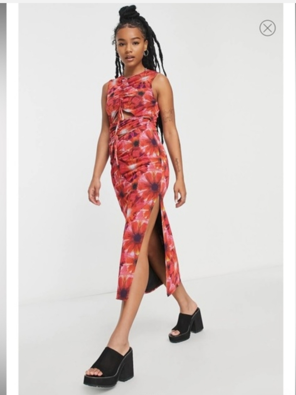 NWT Topshop Red Floral Maxi Dress with Cut Outs, US Petite 8-10 - Picture 4 of 10